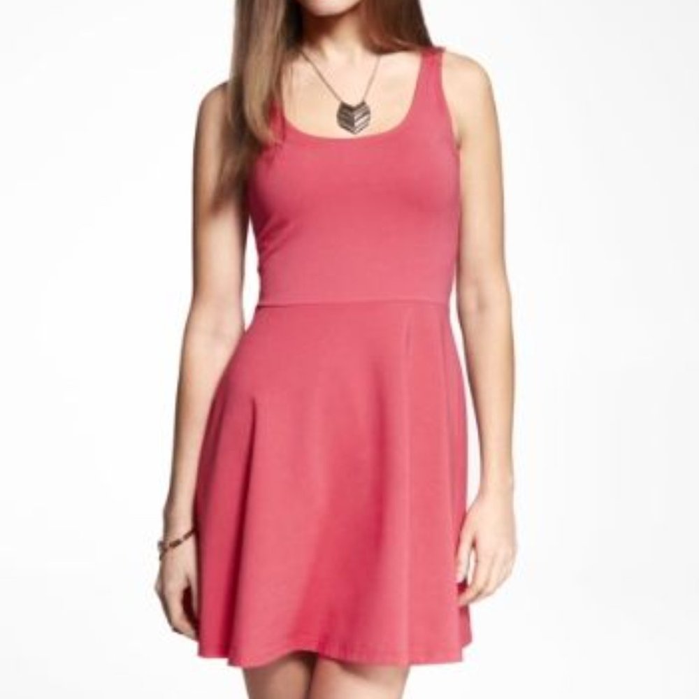 Express - Pink - Stretch-Cotton Skater Dress